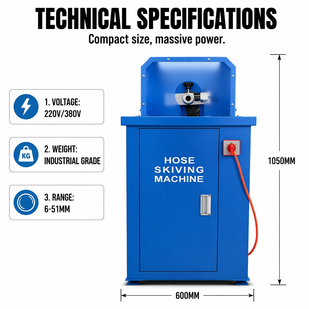Hose Skiving Machine BJ-51 | 1/8"-2" 4SN | 10 Sets Dies | 400W 1500pcs/h | 220V/380V
