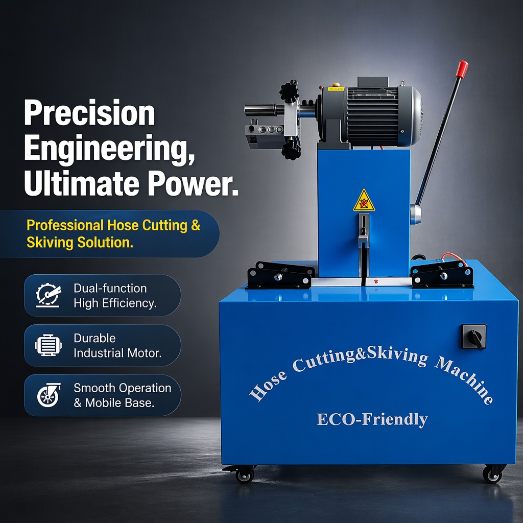 Hose Cutting and Skiving Machine QB-51 Dust-Free | 1/8"-2" 4SN | 10 Sets Dies | HSS Blade φ350mm | 380V/3KW 220V/4KW